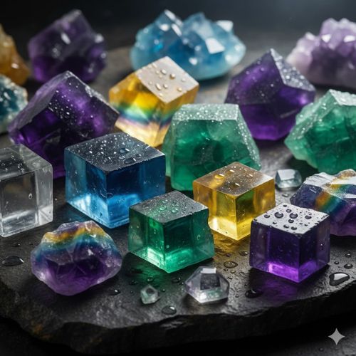 Different Colors of Fluorite Crystals